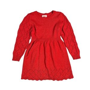 4T red sweater dress with subtle shimmery threads